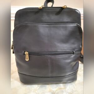 Black leather backpack